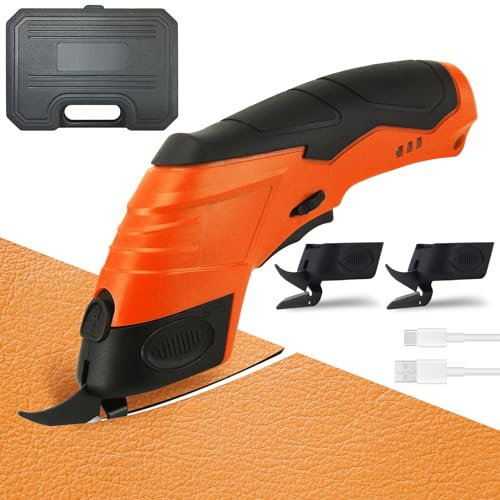 Pilipane Forbici elettriche da sartoria senza fili, 3,6 V, 2500 mAh, ricaricabili con 2 lame da taglio per tagliare tessuti, moquette e pelle