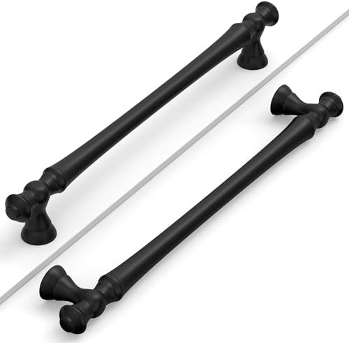 Coinkoly 10 Pack Matte Black Cabinet Pulls - 192MM Hole Centers - Kitchen Cabinet Handles - UK0001