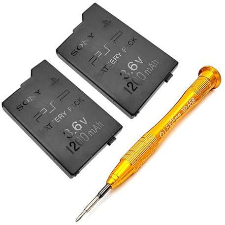 Wiederaufladbarer Li-Ionen-Akku für PSP3000 PSP2000, 2 lange Lebensdauer, Ersatz für Sony PSP Slim 3000 2000 Serie-Konsolen, PSP-S110, 4 Stunden Lithium-Batterien, Niedriganzeige + Schraubendreher,