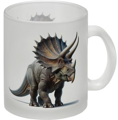Triceratops Glas Tasse Dinosaurier-Design Urzeit-Horn Trias-Jurassic Look Prähistorische Kreidezeit