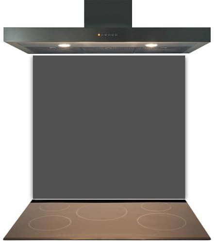 C2G Coloured Toughened Glass Splashback for Kitchen, Tempered Heat-Resistant Glass Splashbacks with Polished Edges for Cooker and Hob Backsplash (Dark Grey, 60 x 70cm)