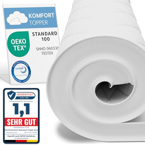 ELONEO Komfortschaum Matratzen Topper 90x190cm mit 5 cm Höhe, atmungsaktiver Matratzentopper, Matratzenauflage, Mattress Topper für Bett und Boxspringbett