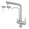 Robinet De Cuisine À 3 Voies Avec Douchette Extractible, Mitigeur De Cuisine Pour Filtre À Eau, 2 En 1 Mitigeur Évier Cuisine Pour Systèmes D'Osmose En Matériau En Laiton (Brossé)