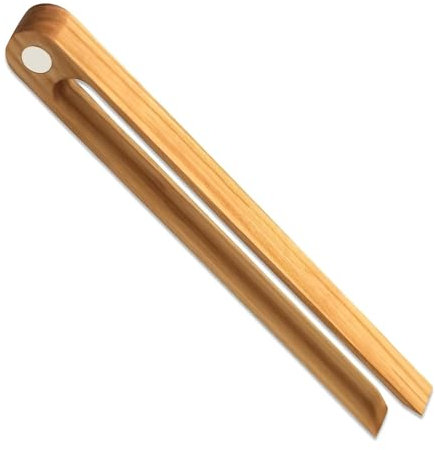 Magnetic Bamboo Toast Tongs, Heat-Resistant Reusable, Non-Slip Kitchen Tool for Cooking & Grilling
