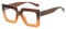LJCZKA Blue Light Blocking Glasses for Women Oversized Square Anti Blue Light Glasses Big Thick Frame Chunky Computer Gaming Anti Glare Eyeglasses (Brown Yellow, 0.0, x)