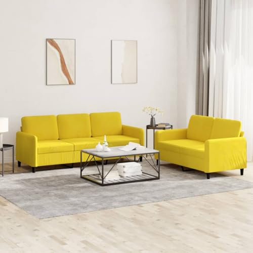 Gecheer 2-TLG. Sofagarnitur Schlafsofa Couch Polstersofa Sofa Couchgarnitur Loungesofa Couchsofa Gästesofa Sofa Set Wohnzimmersofa Sitzmöbel Gelb Samt