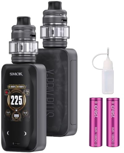 E Zigarette,Smok 225W X PRIV Plus Kit mit 5,5ml TF-D Subtank und 2 * 18650 Akkus,2,01 Zoll-Display Vaporizer Starter Set, Ohne E-Liquid,Ohne Nikotin（Schwarz Shell）