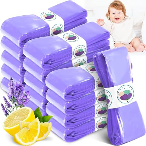 SaiXuan Pack de 15 Recambios Papelera Pañales 4,5M Compatibles con Twist & Click, Sangenic Tec, Simplee – Antiodor, sin BPA, Bolsas Recambio Ecológicas para Pañales Bebé, Lavanda & Limón