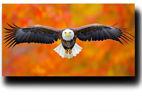 Peinture par Numero Adulte, Aigle Peinture à l'huile par Numéros sur Toile Artisanat avec Pinceaux peinture Acrylique, Adulte Animal Tableau Decoration Murale, Coffret Cadeau Femme 20X40cm 1-0-1