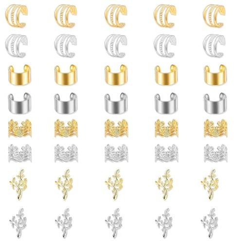 40 Stück Gold Haarmanschetten für Zöpfe - Eleganter goldener Haarschmuck, perfekt für geflochtene Frisuren, Boho-Haarschmuck für Frauen