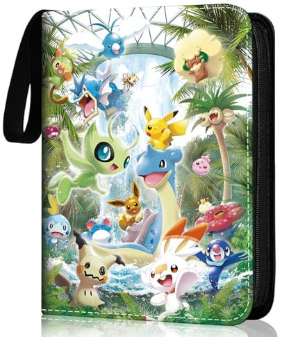 Sammelalbum für Pokemon Karten, 50 Seiten 900 Karten Kapazität Sammelkarten, Wasserdicht Tragbar Reißverschlüsse PU Karten Halter, Card Collection Sammelheft, Geschenk für Kinder