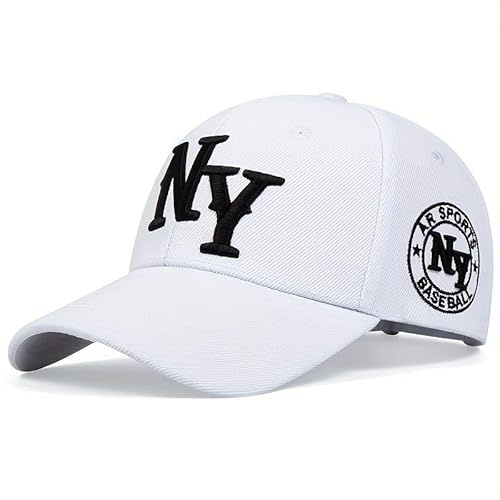 Les trésors d'érable Unisex NY Cap bestickt – Herren & Damen – Urban Baseball Style – verstellbare Größe – UPF UV-Schutz – atmungsaktives Gewebe – 3 Farben (weiß) – Casual & Outdoor