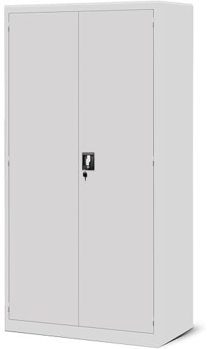 Jan Nowak Armoire à Outils TC02AM Armoire Meuble d'atelier avec 2 Tiroirs Portes battantes 3 étagères Peinture en Poudre 185 cm x 92 cm x 50 cm Gris