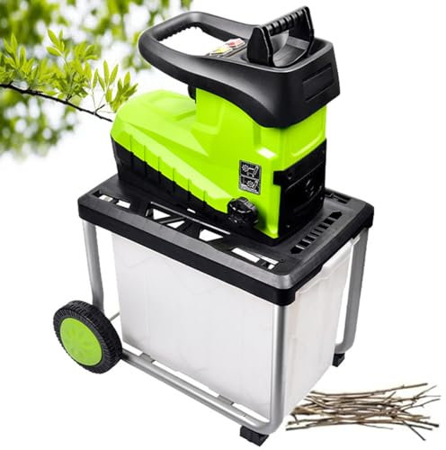 2800w Heavy-Duty Garden Shredder,45mm Cutting Diameter,60l Push-Pull Debris Box,Non-Slip Tires,Perfect for Eco-Conscious Landscaping & Lawn Maintenance,Chippers+10mWire