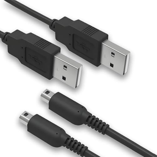 Koprek 2 Pcs 1.2M Universal USB Charger Cable, USB Charging Cable Lead, Flexible and Reliable Mini Usb Cable, Compatible for Nintendo 3DS, 2DS, 3DS XL/New 2DS XL, New 2DS/2DS Xl/DSi/DS(Black)