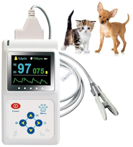BDXZJ Tragbares Veterinär-Pulsfrequenzmessgerät, Veterinär Pulsoximeter Mit Sonde Und USB-Kabel, Speicher- Und Wiedergabefunktion, Veterinär-Monitor Für Katzen/Hunde, Für Zuhause