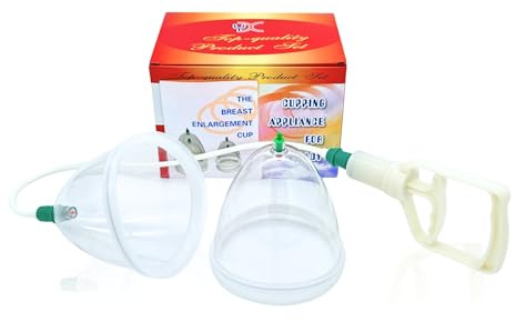 Vakuum Schröpfset für Brust und Gesäß – Manuelle Brustpumpe & Formungs-Set für Frauen, inkl. 2 große Vakuum-Cups (123mm) mit sanftem Silikonrand, Handpumpe & Schlauch