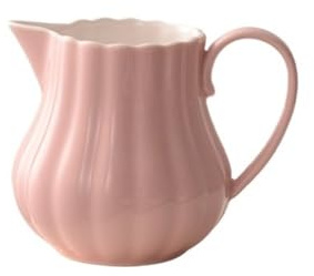 FZL02068LM Gravy Jug Ceramic Coffee Milk Pitcher Floral Color Sauce Pot Gravy Boat with Handle Sauce Boat(Pink)
