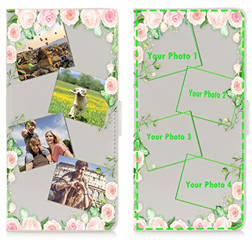 CAXKJE Lederhülle für Cubot A40 Personalisierte Handyhülle,mit Eigenem Foto Bild Text Individuelle Schutzhülle,Leder Flip Case Schutzhülle Stoßfest Bumper Hülle - 4P-White