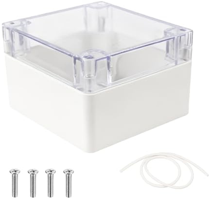 Abzweigdose Wasserdichte Anschlussdose, IP65 Abzweigdosen, Gehäuse Elektronik, Plastik Leergehäuse Kunststoff Elektronische Gehäuse Box, Projektbox Verteilerdose mit Klar Deckel(120 x 120 x 90mm)