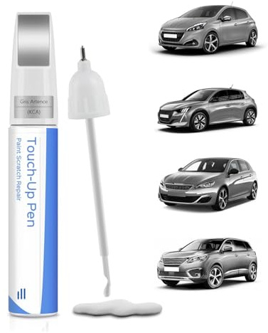 PARTS4EV Gris Artence (KCA) Stylo et pinceau 2 en 1 pour Peugeot – Peinture de retouche de précision pour réparation des rayures et des écailles, séchage rapide et résistante à l'eau