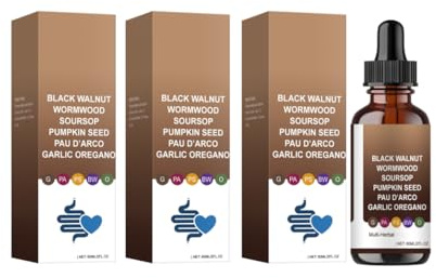 Limpieza intestinal con ajenjo y nogal negro | Favorece la digestión, la energía, la absorción y el intestino | Fórmula suave, vegana y sin OMG | 60 ml/2 onzas líquidas,3PCS
