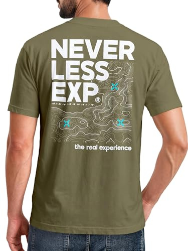 Neverless® Herren T-Shirt Backprint Topografie/Experience Outdoor Natur Fashion Streetstyle Männer