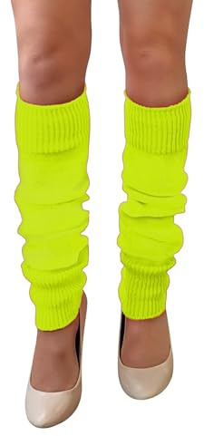 NuJake Leg Warmers In Assorted Colours 1980s 90s Luxurious Girls Cosplay Legwarmer (Yellow)