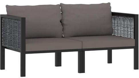 HFXHIJXQ 2-Sitzer Gartensessel Anthrazit 136x68x64 cm Polyrattan wetterfest Sitzgruppe für Balkon Terrasse und Wohnzimmer Modernes Design Robust und Langlebig