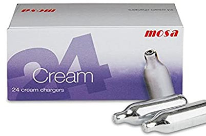 Mosa 24 caricabatterie panna montata, 8 g caricatore crema N2O, 8 g per sifone culinario ricariche universali, 100% acciaio riciclabile