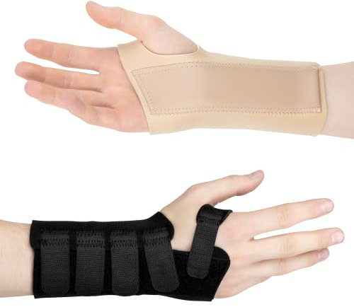 Actesso Neoprene Wrist Support Brace - Carpal Tunnel Splint - Provides Pain Relief from Carpel Tunnel Syndrome, Sprains and Tendonitis (Right Hand, Beige, L)
