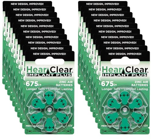 HearClear Hearing Aid Batteries Size 675P Cochlear Implant (120 Batteries)