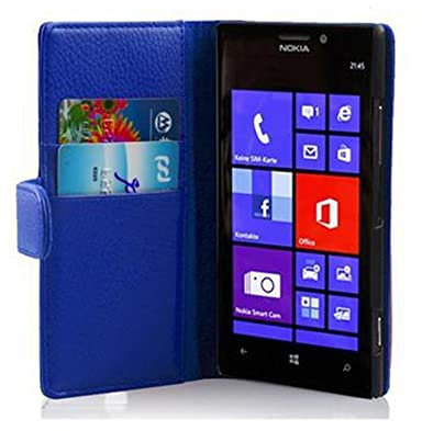 cadorabo Coque pour Nokia Lumia 925 en Bleu CÉLESTE - Housse Protection en Similicuir Structuré avec Stand Horizontal et Fente Carte - Portefeuille Etui Poche Folio Case Cover