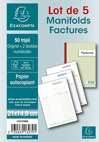 Rechnungsverteiler - 50 Selbstdurchschreibebögen - in Folie pro Satz von 5