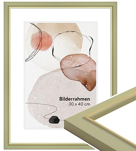 WANDStyle Bilderrahmen A2 Hellgrün, DIN A2 Bilderrahmen Holz Modern 60x42 cm, hochwertiger Holzbilderrahmen, Posterrahmen zum Aufhängen, Rahmen 42x60 cm, Fotorahmen H340 - Made in Germany