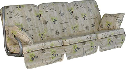 ANGERER Hollywoodschaukel Auflage Comfort beige Gemustert Olive | passend für viele 3-Sitzer Hollywoodschaukeln, Schaukelauflage Made in Germany