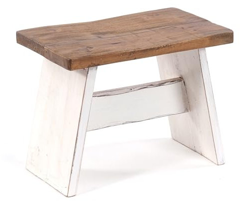 Design Delights - Sgabello Schemel 40 rustico, in mogano massiccio, 40 x 31 x 25 cm (larghezza x altezza x profondità), poggiapiedi, sgabello decorativo in legno