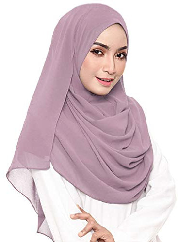 LMVERNA Einfarbiger Chiffon-Schal für Damen, modisch, weich, Hijab, langer Schal, rosa - dusty pink, Medium