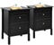Yaheetech Table de Chevet Lot de 2 Tables de Nuit en Bois avec 2 Tiroirs Pieds en Bois Massif 48 x 40 x 61 cm Noir