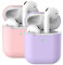2X Funda Silicona Compatible con AirPods 2, Molylove Fundas Protectora de Silicona para AirPods, [LED Frontal Visible][Funciona con Carga inalámbrica] (AirPods 2, Púrpura+ Rosado)