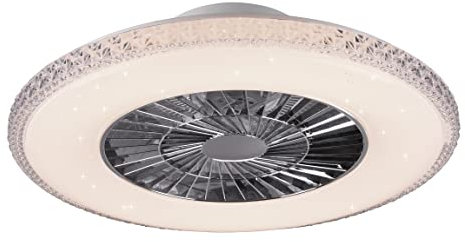 Reality Leuchten LED Deckenleuchten-Ventilator Harstad R62412106, Kunststoff Chrom/Weiß matt, inkl. 40 Watt LED, Ventilator 40 Watt
