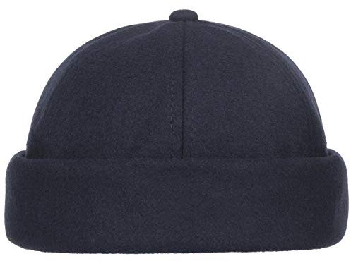 Lipodo Dockermütze Damen Herren Wollmischung Gefüttert mit Fleece Umschlagmütze mit Klettverschluss Herbst Winter dunkelblau One Size