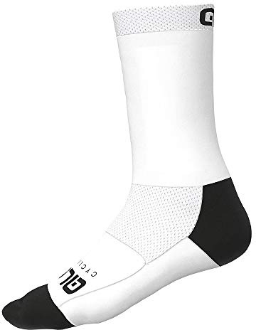 Alé Cycling Unisex Team Q-Skin 18cm Cycling Socks, White, Medium (EU 40-43)
