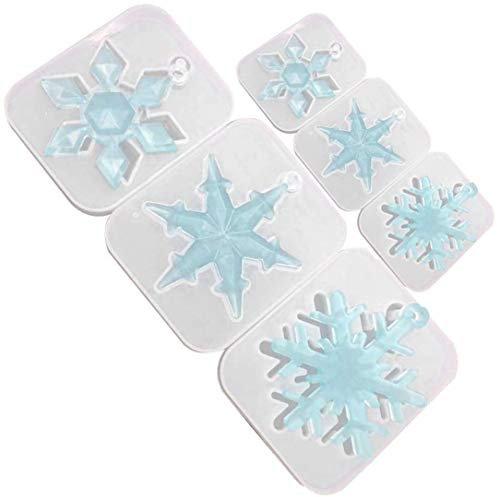 POFET Lot de 2 moules en forme de flocon de neige en silicone pour pendentifs en forme de flocon de neige - Moule en résine pour femme et fille - Décoration d'intérieur