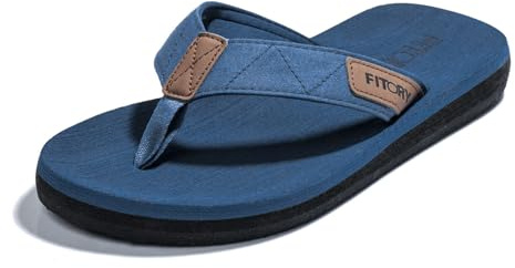 FITORY Mens Flip Flops Beach Thongs Outdoor Comfort Pool Slippers Adult Shoes Blue Size 12 UK