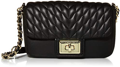KARL LAGERFELD Damen Agyness Crossbody Umhängetasche, Schwarz/Gold