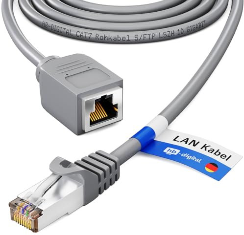 HBDIGITAL 05m cavo patch estensione Cat.7 RJ45 maschio & femmina adattatore grigio estensione Ethernet LAN & connettore cavo di rete 10 Gbit s cavo grezzo S FTP senza alogeni PIMF 600 MHz Cat7 Cat6a