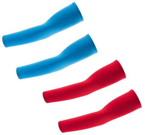 Atneato Kühlende Armstulpen mit UV-Schutz, Armstulpen, Sonnenschutz, Tattoo-Ärmel für Männer und Frauen, Rot + Hellblau