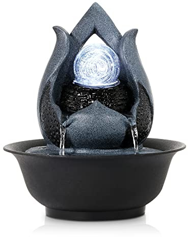 WICHEMI Indoor Water Fountain Tabletop Fountain with LED Crystal Ball