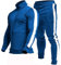 TEZO Herren-Freizeit-Trainingsanzüge mit durchgehendem Reißverschluss, Sport-Jogginganzüge, 2-teilige Trainingsanzüge mit Reißverschlusstaschen, Himmelblau, Small